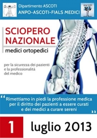 Sanita&#039;: lunedi&#039; sciopero ortopedici, saltano 2000 interventi